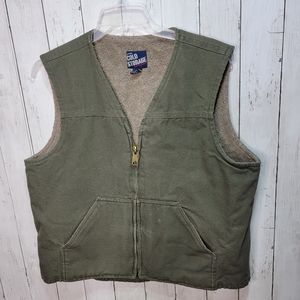 Original Cold Storage Green Fleece Lined Zip Front Cotton Vest Men's Size Large.